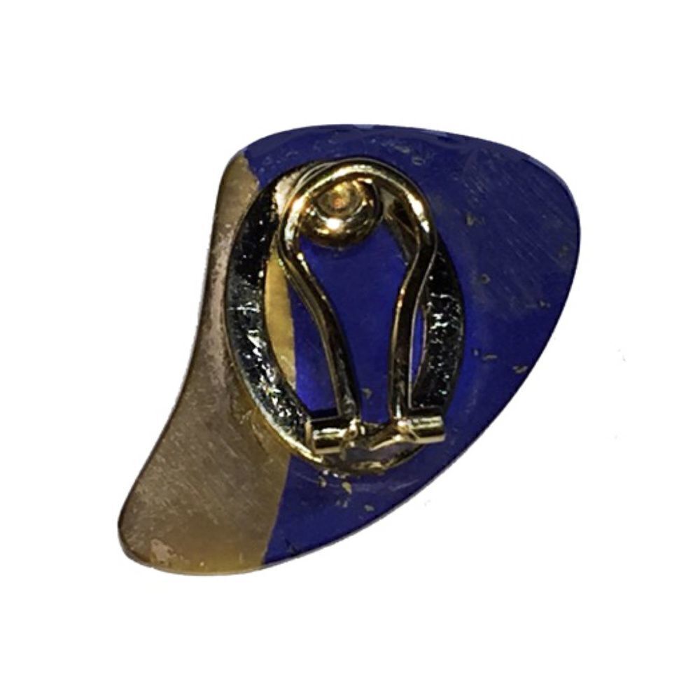 Pair of Lapis and Tiger Eye Clip Back Earrings - Picture 4 of 4